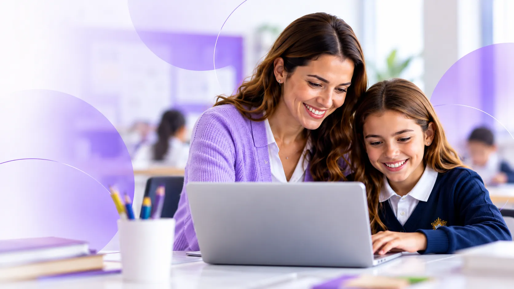 Docentes y estudiantes trabajando con Aulagix