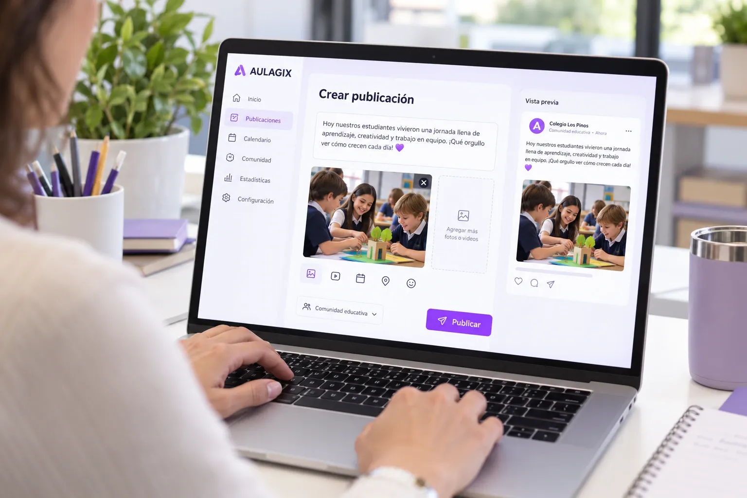 Creación de una publicación escolar desde una computadora